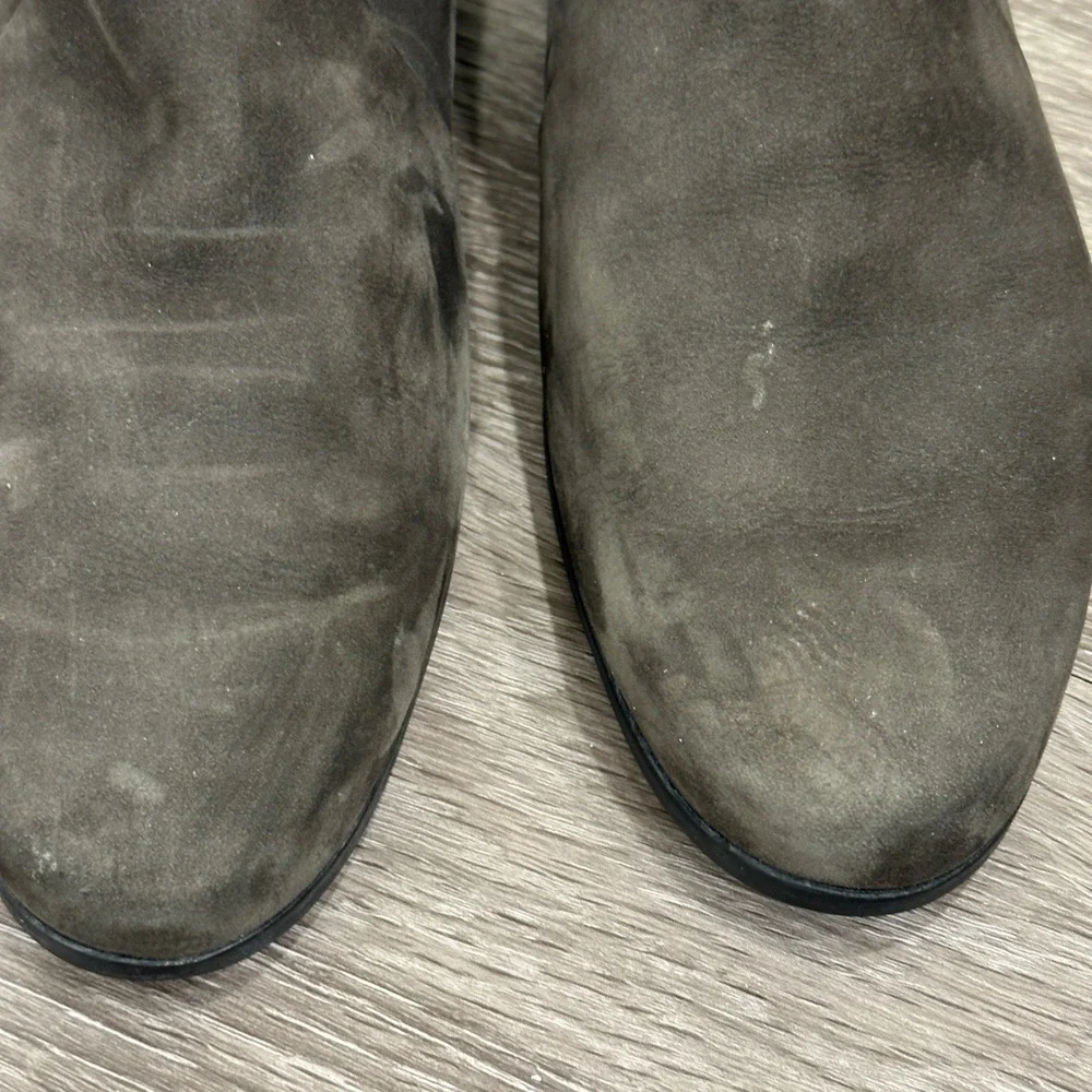 Arche France Calfskin Suede Leather Ankle Boots Taupe Gray Wedge Zip Booties 8.5
